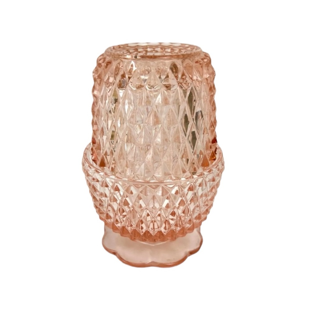 Indiana Glass Pink Diamond Pattern Fairy Lamp